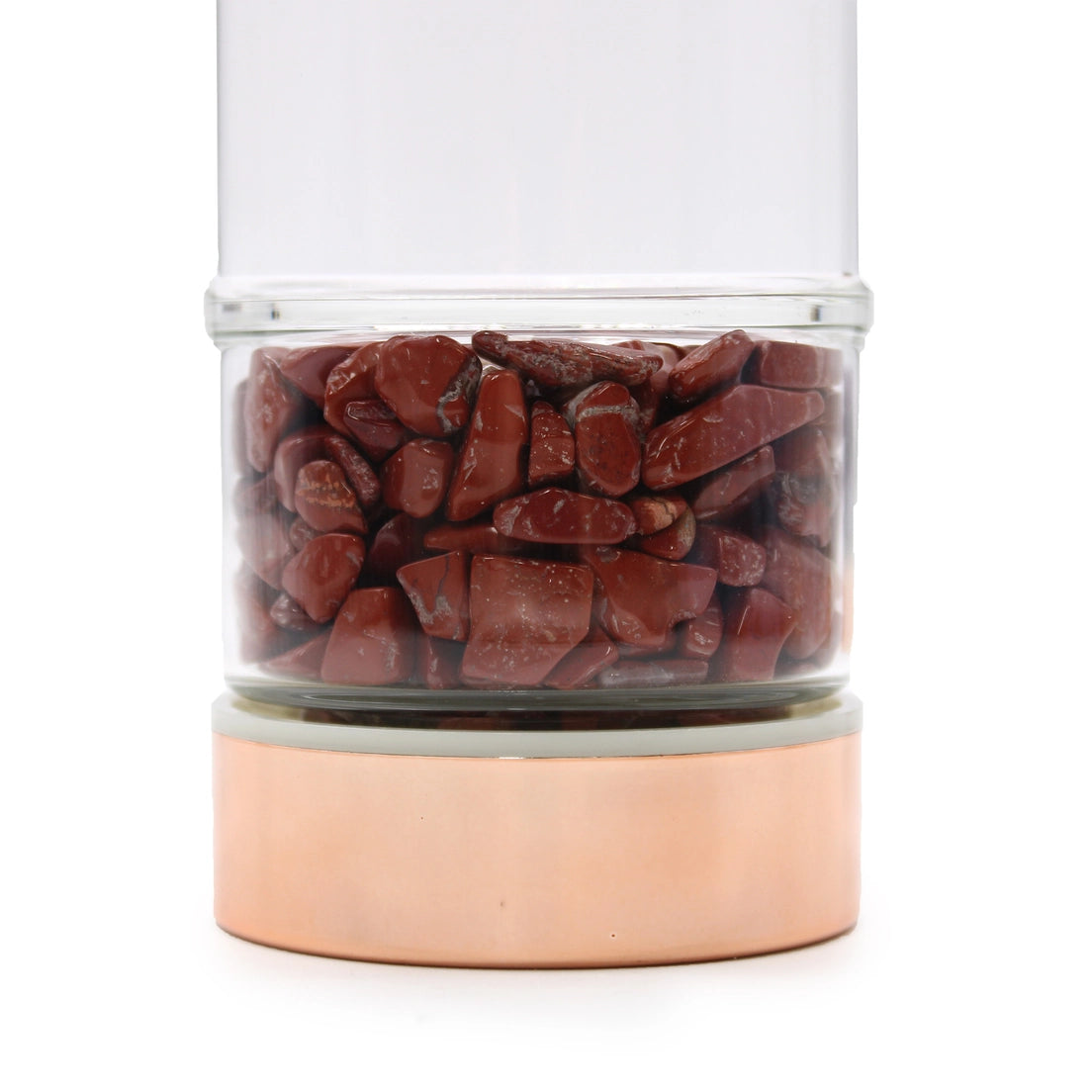 Thee-infusorfles van kristalglas - roségoud - rode jaspis