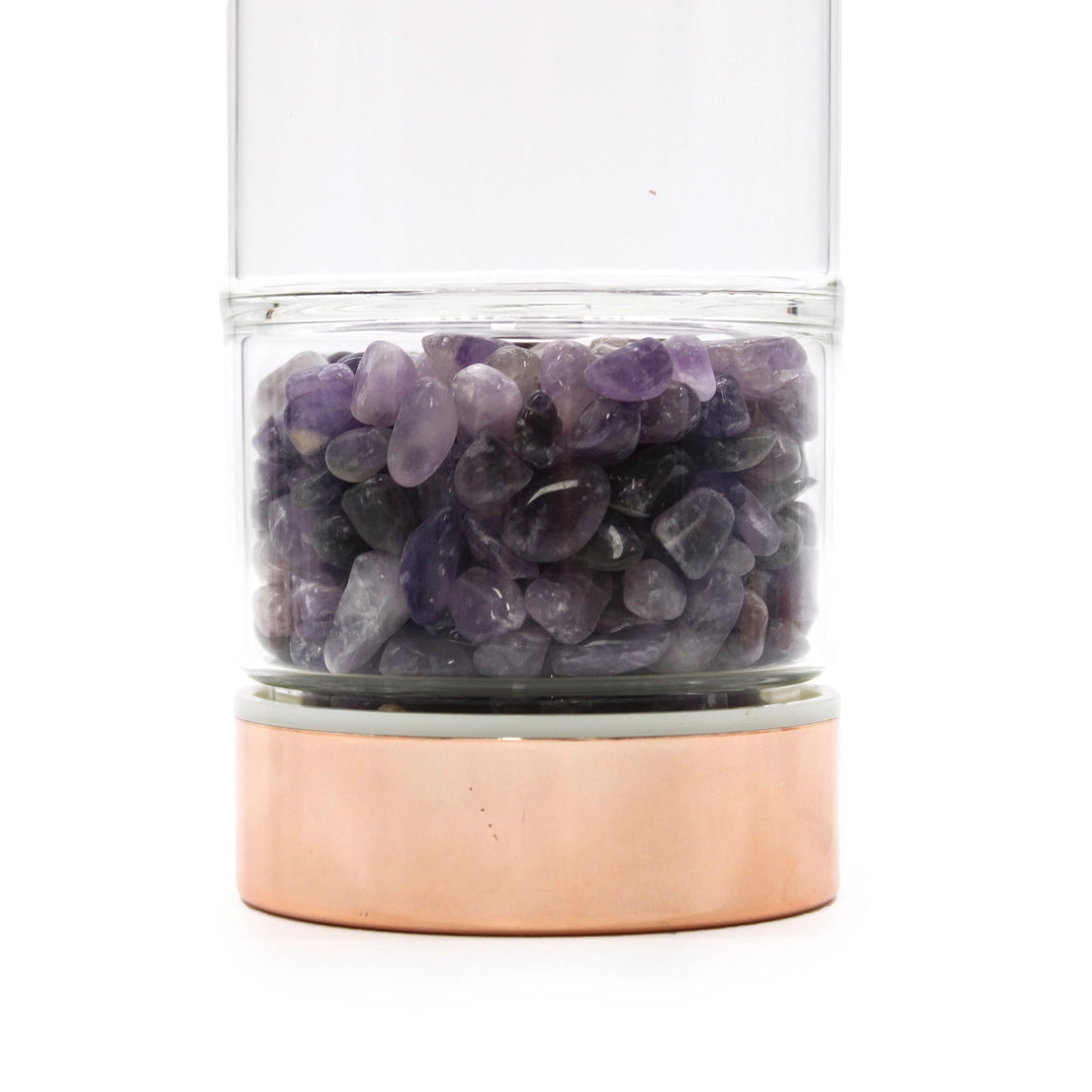 Thee-infusorfles van kristalglas - roségoud - amethist