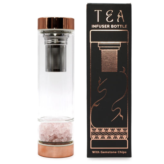Thee-infusorfles van kristalglas - roségoud - rozenkwarts